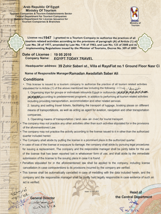 Egypt Today Travel License